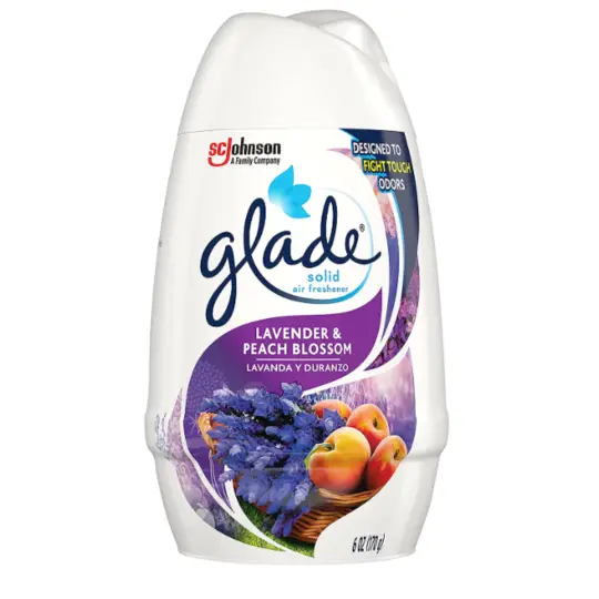 best toilet air freshener Glade Solid Air Freshener, Deodorizer for Home and Bathroom, Lavender & Peach Blossom, 6 Oz